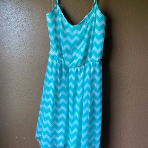 No Boundaries Teal Chevron Summer Dress
